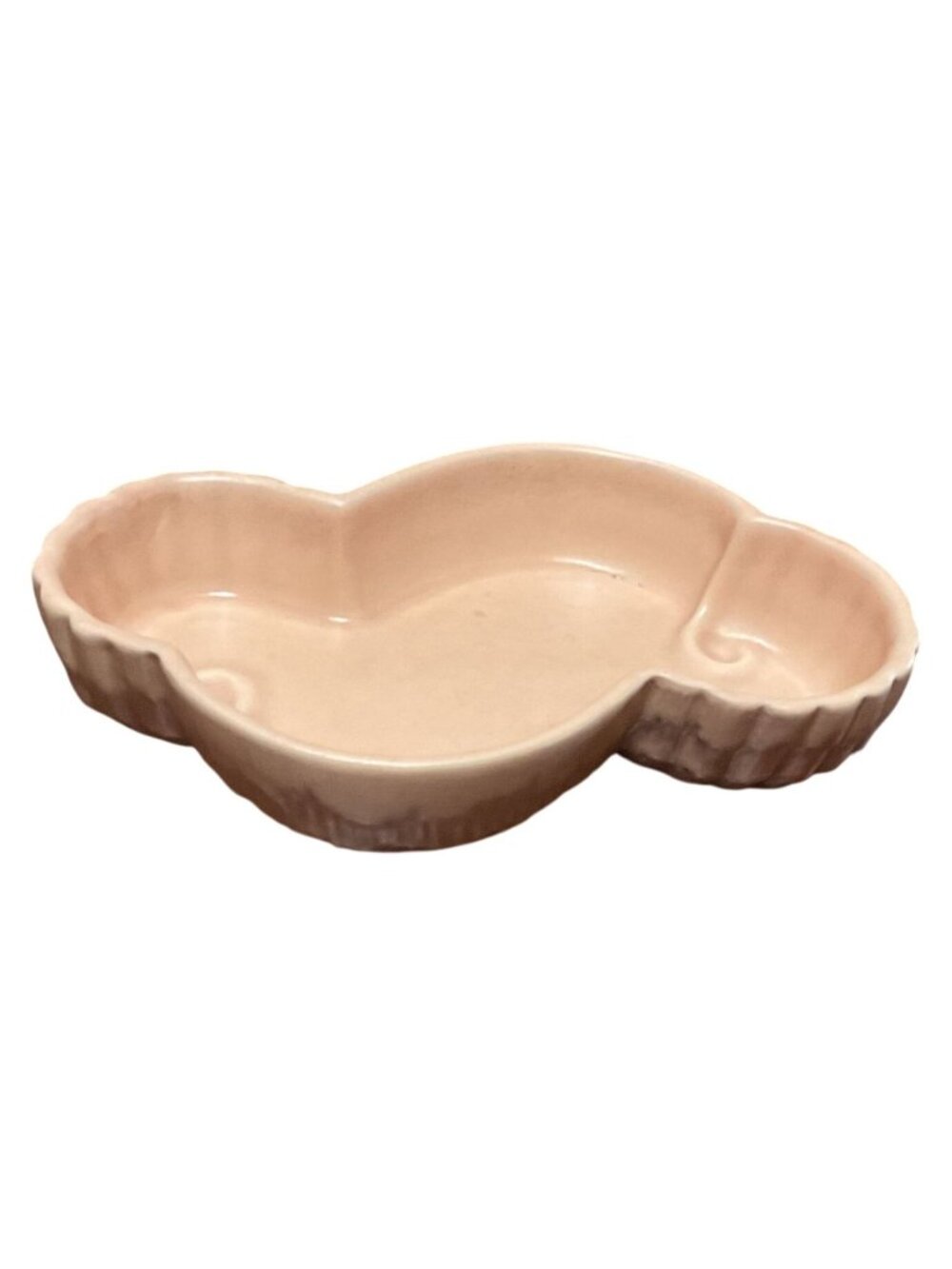 Vtg Haeger Ceramic Divided Dish Soft Peach Planter Tray Makeup Succulents